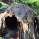 Rainforest traditional shelter made of leaves