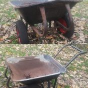 Mike's two-wheeled wheelbarrow - so much more stable, although not so manoeuvrable in tight spaces.